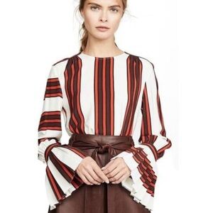 Tory Burch Maverick Top in 100% w/ silk striped pattern size 8